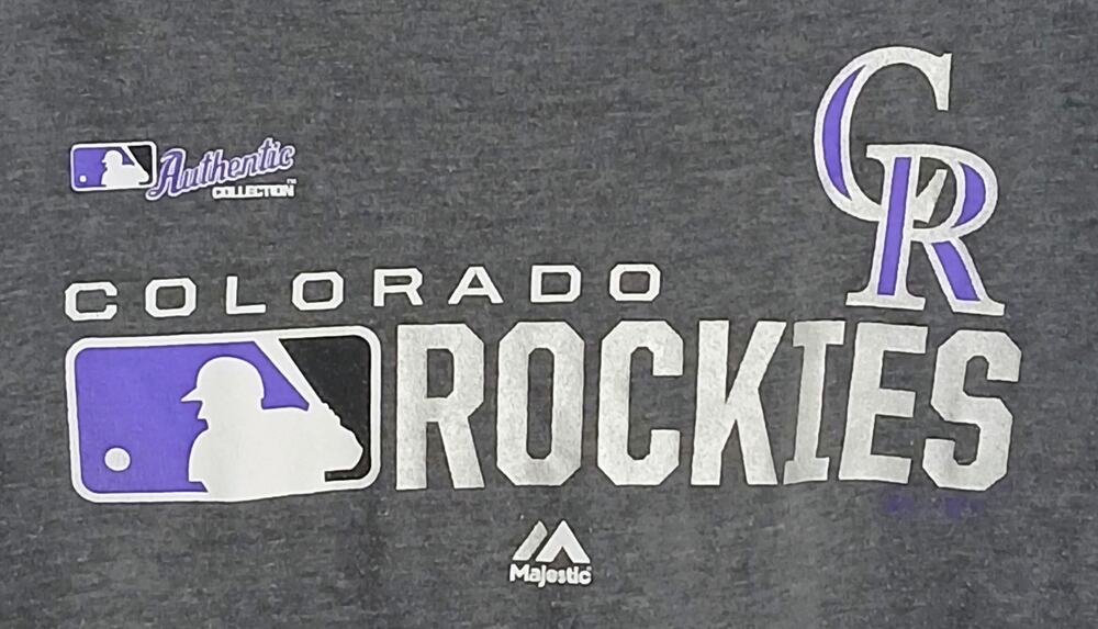 Majestic Colorado Rockies Shirt Mens Large L Gray MLB Authentic Team Baseball